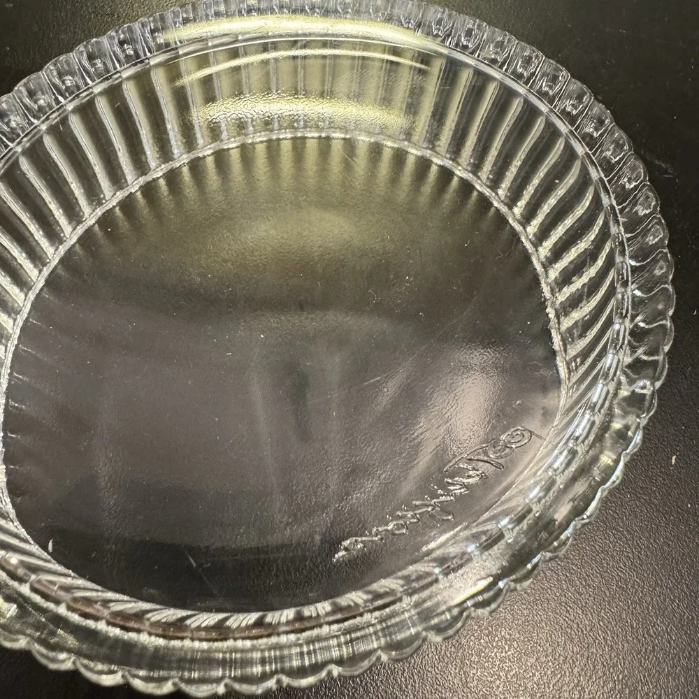 Vintage Oval Crystal Clear Cut Glass Jewelry Trinket Box, Candy Dish Rose w Lid